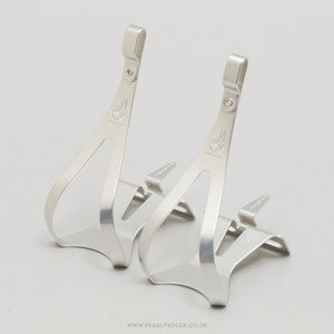 Campagnolo Super Record (0990/6) Superleggeri NOS/NIB Size M Vintage Aluminium Toe Clips - Pedal Pedlar - Buy New Old Stock Bike Parts