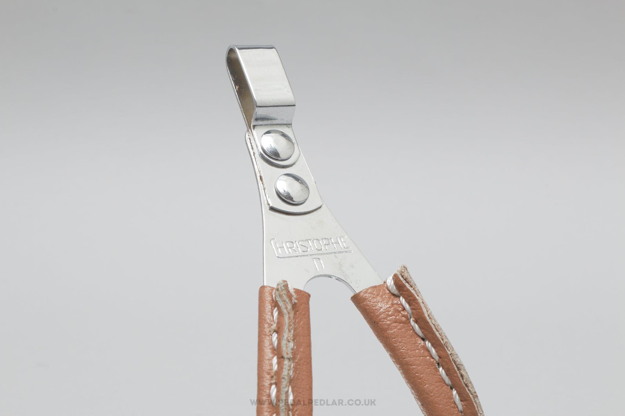 Christophe 50 GC / 506 GC Old Logo Leather Covered NOS Size S Vintage Steel Toe Clips / Cages - Pedal Pedlar - Buy New Old Stock Bike Parts