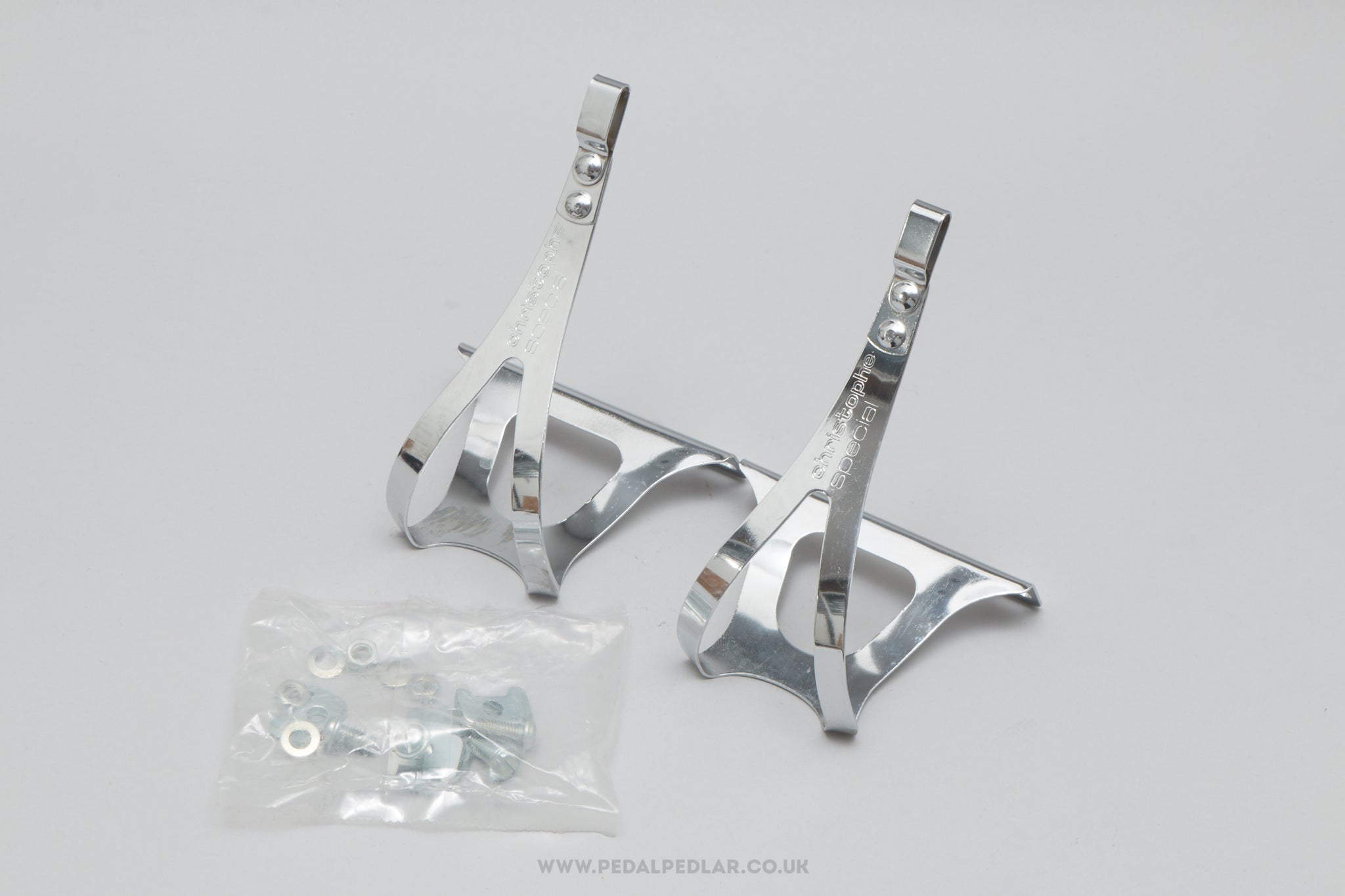 Christophe 33 / 336 'Special' New Logo NOS Size M/L Vintage Wide Platform Steel Toe Clips / Cages - Pedal Pedlar - Buy New Old Stock Bike Parts