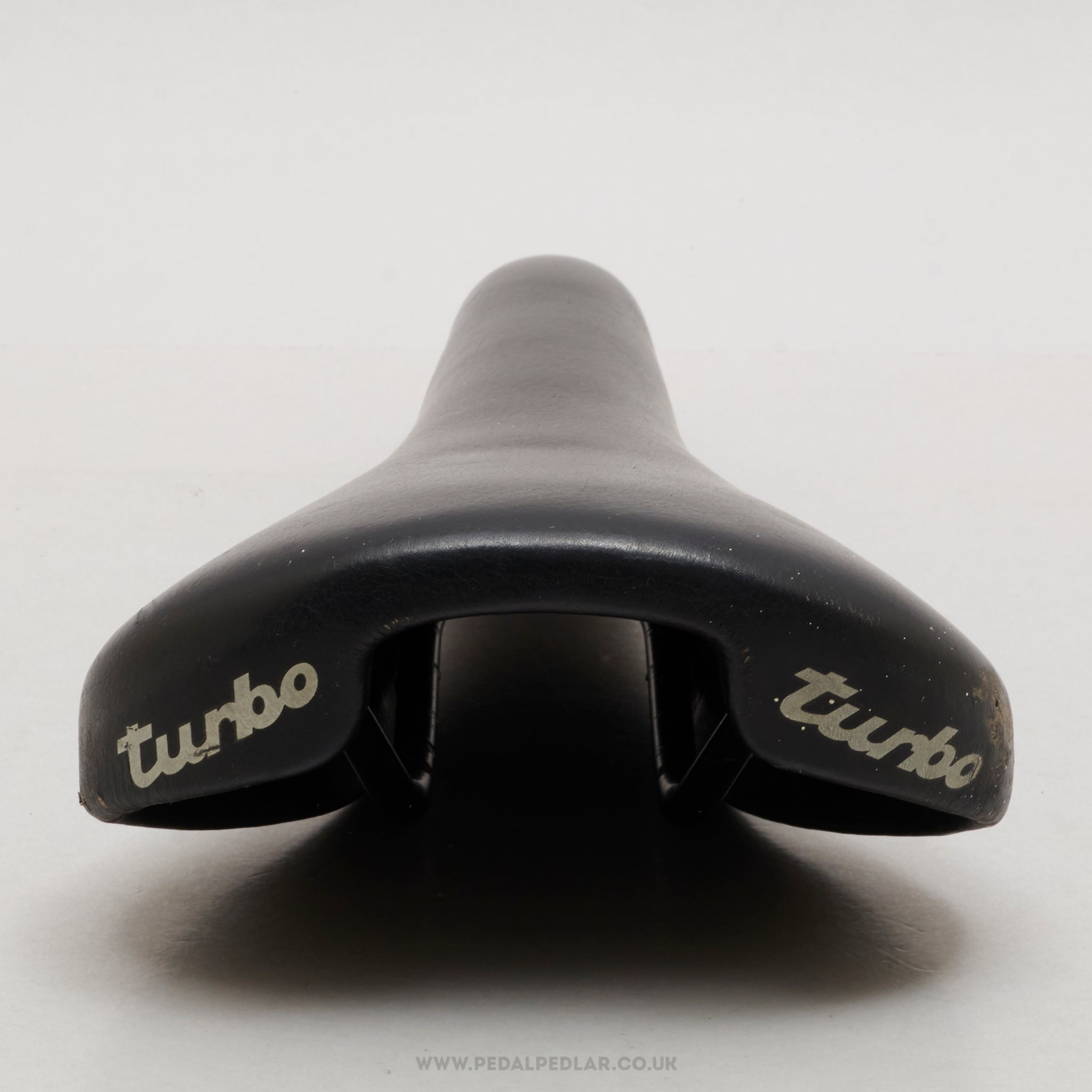 Selle Italia Turbo World Champion Stripes c.1995 Vintage Black Leather Saddle - Pedal Pedlar - Bike Parts For Sale