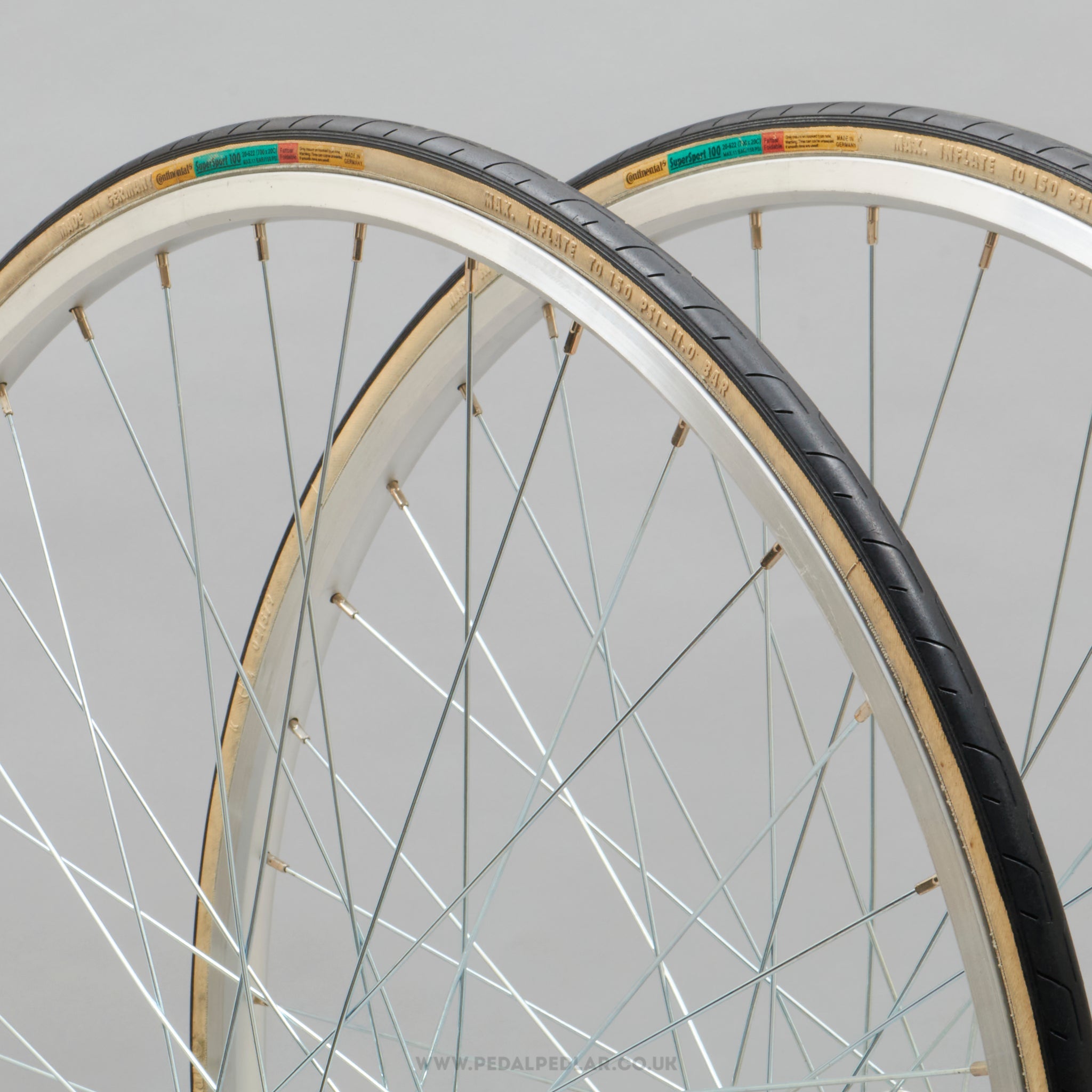 Continental SuperSport 100 Black/Skin Vintage 700 x 20c Folding Tyres - Pedal Pedlar - Bike Parts For Sale