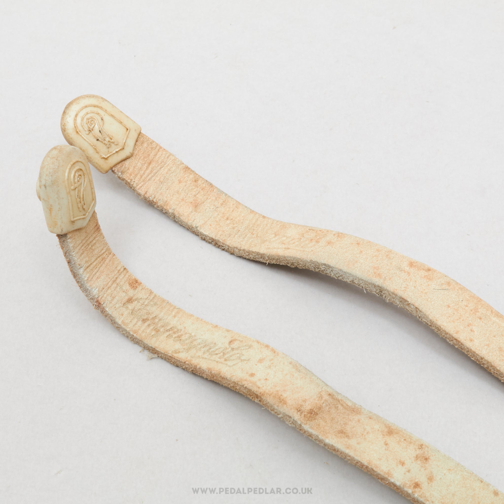 Campagnolo Chorus / Athena (1153004) Leather Vintage Grey Toe Clip Straps - Pedal Pedlar - Bike Parts For Sale