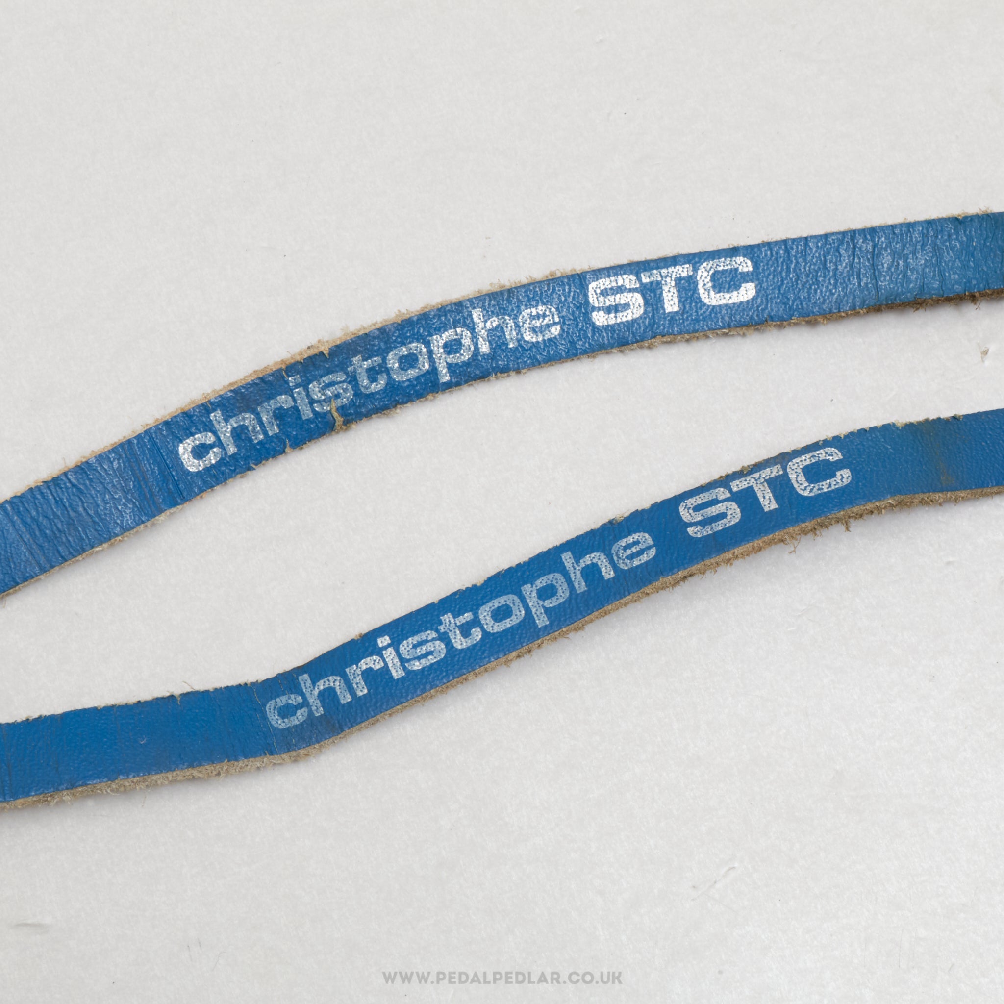 Christophe 516 B 'STC' Poutrait-Morin Leather Vintage Blue Toe Clip Straps - Pedal Pedlar - Bike Parts For Sale