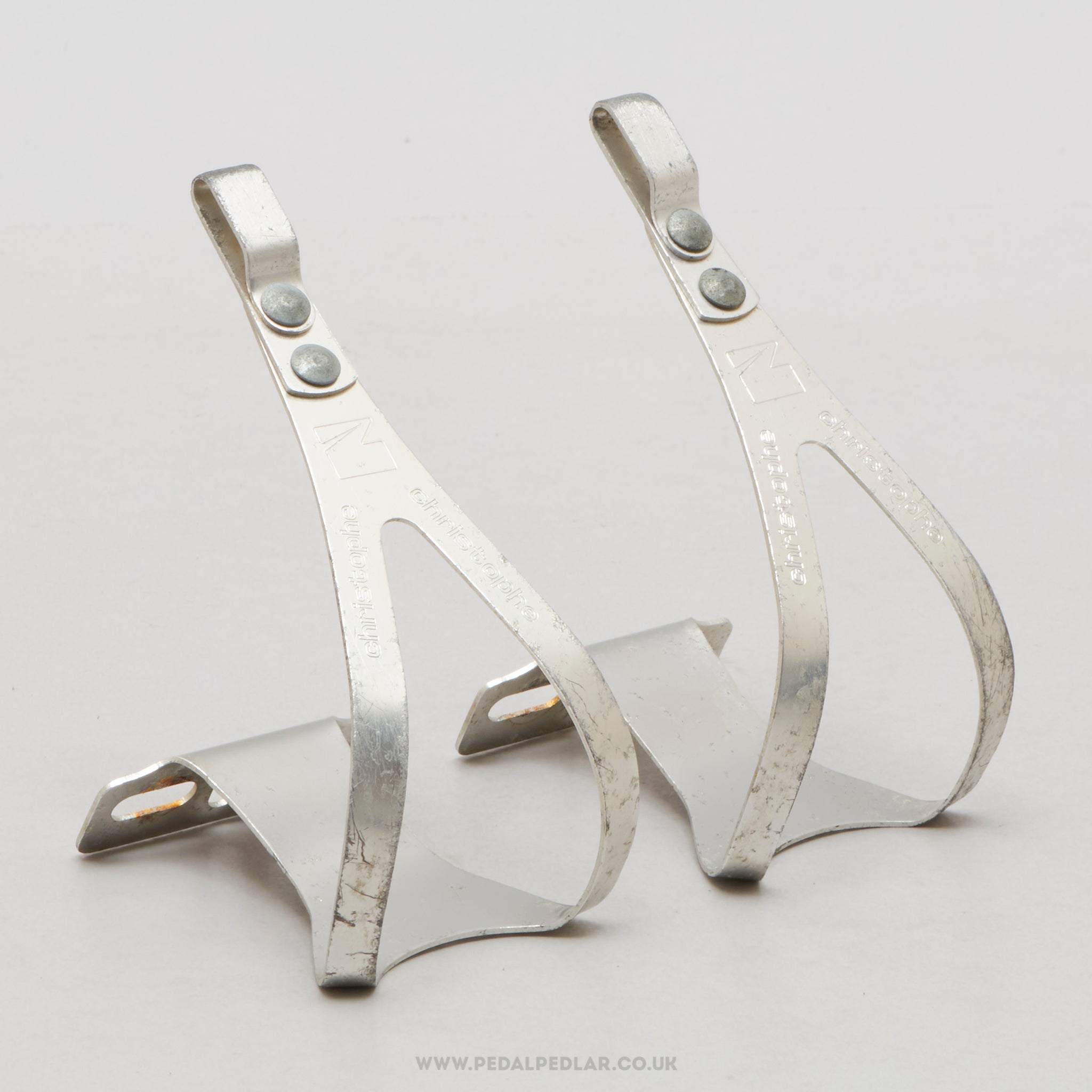 Christophe 49 / 496 Z Silver Size M Vintage Alloy Toe Clips - Pedal Pedlar - Bike Parts For Sale