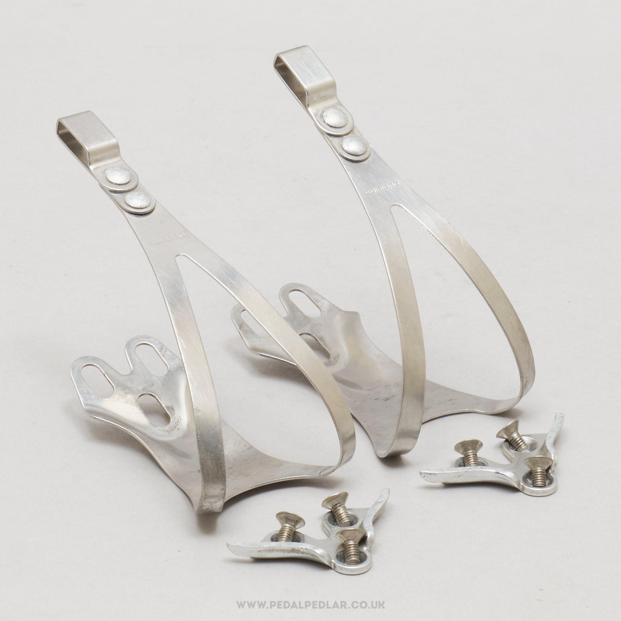 Shimano Dura-Ace AX / 600 AX Light Size L Vintage Aero Alloy Toe Clips - Pedal Pedlar - Bike Parts For Sale