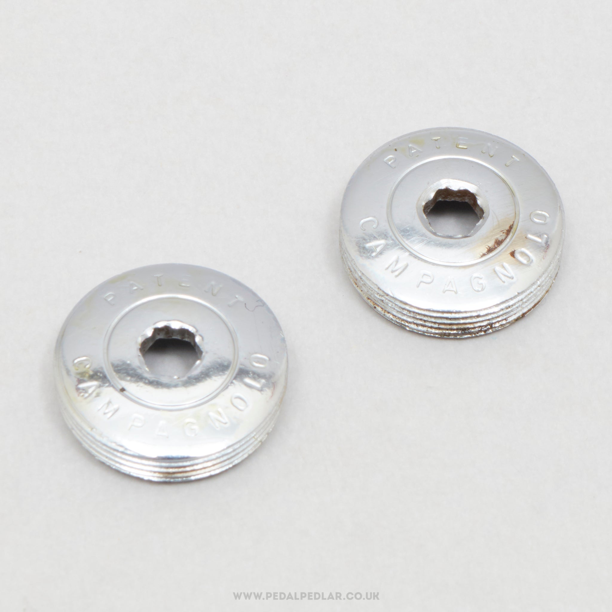 Campagnolo Record (756) 'Patent' Early Type Vintage Crank Arm Dust Caps - Pedal Pedlar - Bike Parts For Sale
