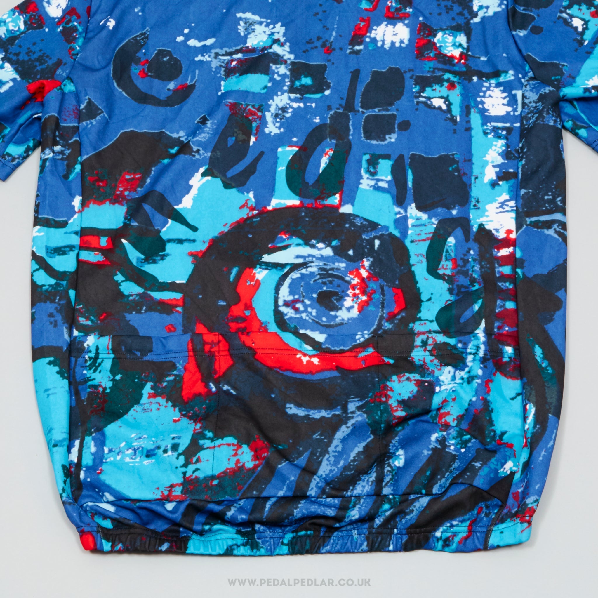 Blue & Red Patterned Large Vintage Cycling Jersey - Pedal Pedlar - Clothing For Sale