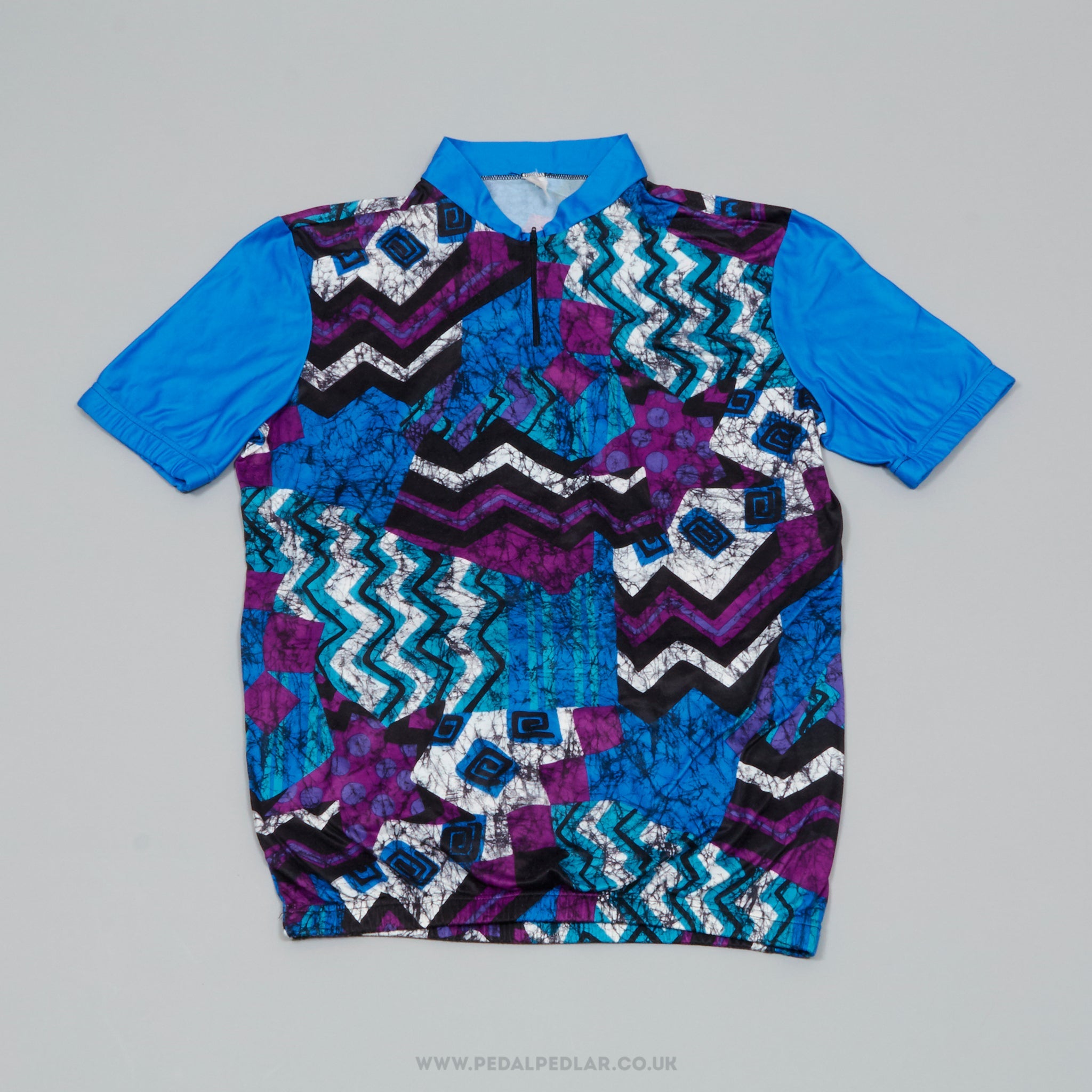 Blue & Purple Abstract Large Vintage Cycling Jersey - Pedal Pedlar - Clothing For Sale