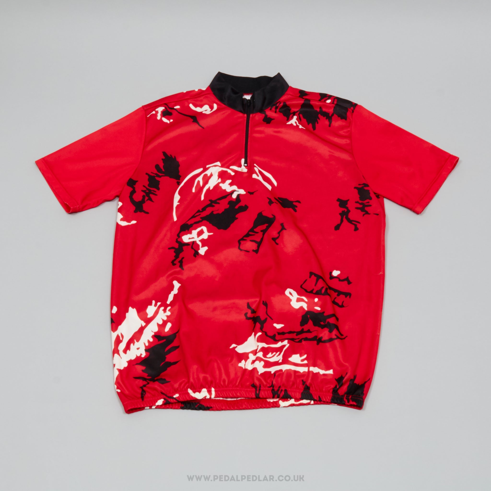 Red, White & Black Large Vintage Cycling Jersey - Pedal Pedlar - Clothing For Sale