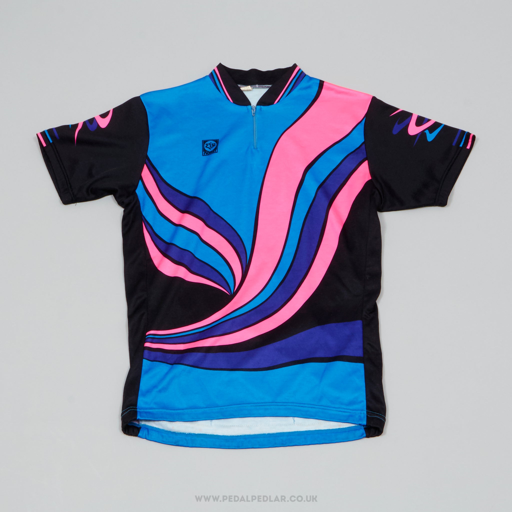 Noret Blue, Pink & Black Medium Vintage Cycling Jersey - Pedal Pedlar - Clothing For Sale