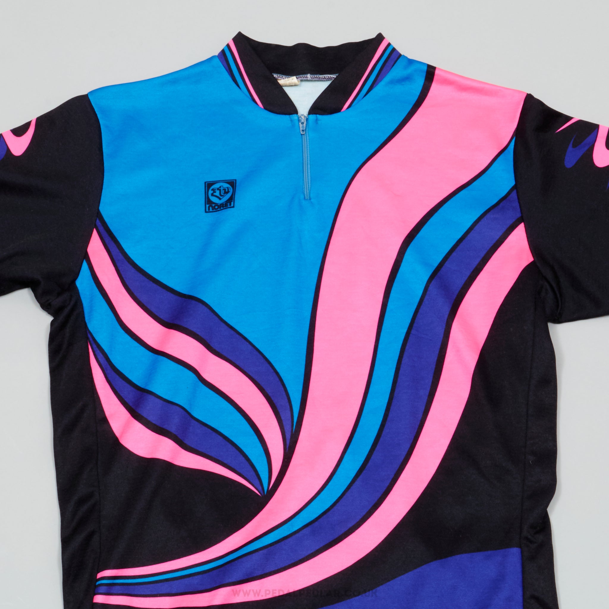 Noret Blue, Pink & Black Medium Vintage Cycling Jersey - Pedal Pedlar - Clothing For Sale