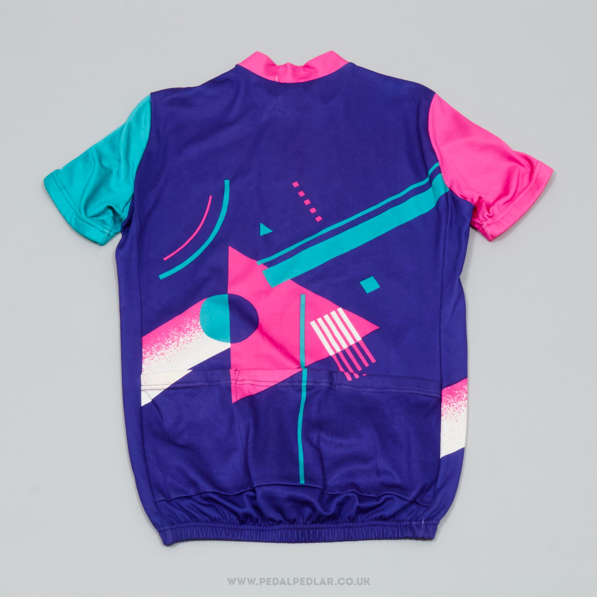 Giessegi Purple, Pink & Teal Pattern Medium Vintage Cycling Jersey - Pedal Pedlar - Clothing For Sale