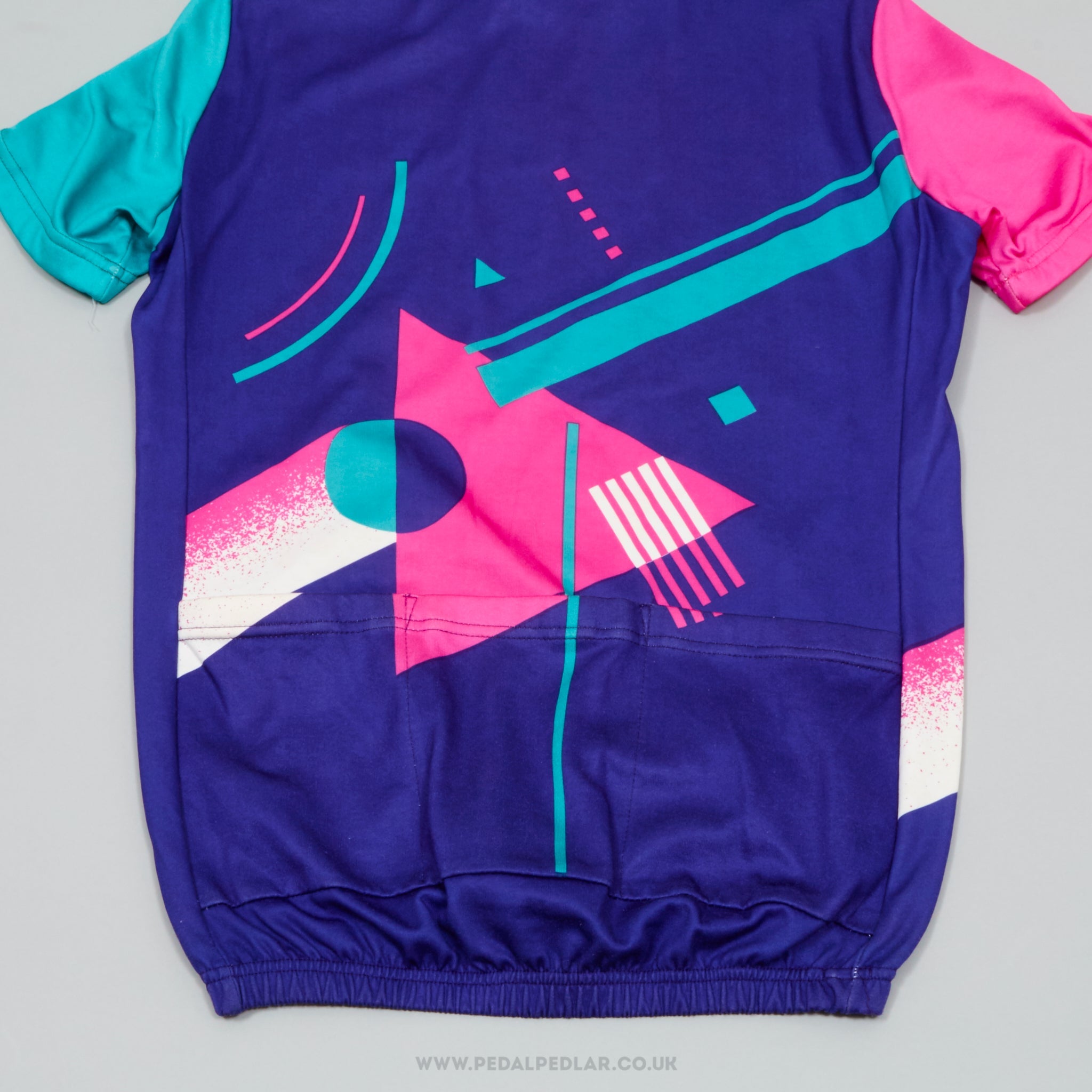Giessegi Purple, Pink & Teal Pattern Medium Vintage Cycling Jersey - Pedal Pedlar - Clothing For Sale
