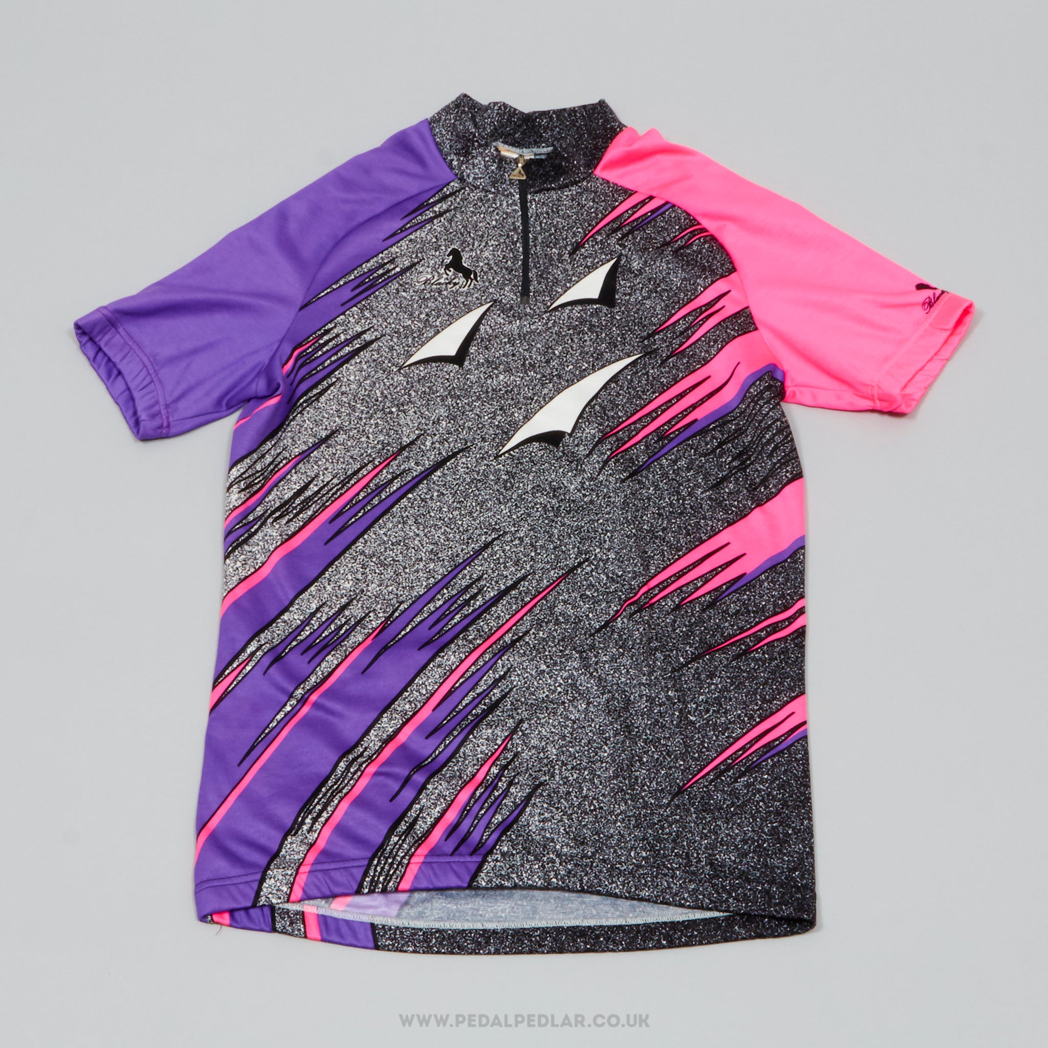 Blacky Purple, Pink & Black Small Vintage Cycling Jersey - Pedal Pedlar - Clothing For Sale