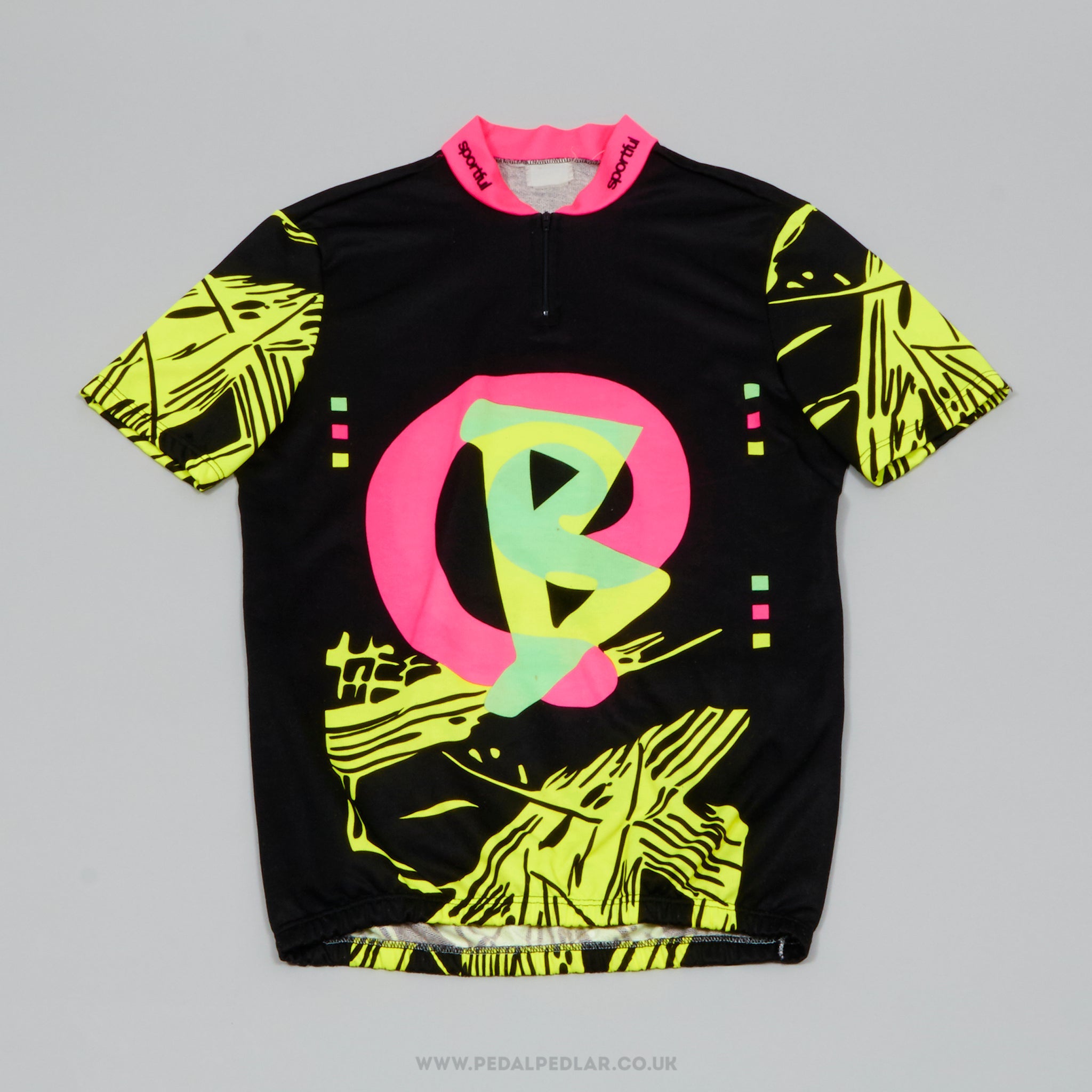 Sportful Black & Neon Medium Vintage Cycling Jersey - Pedal Pedlar - Clothing For Sale