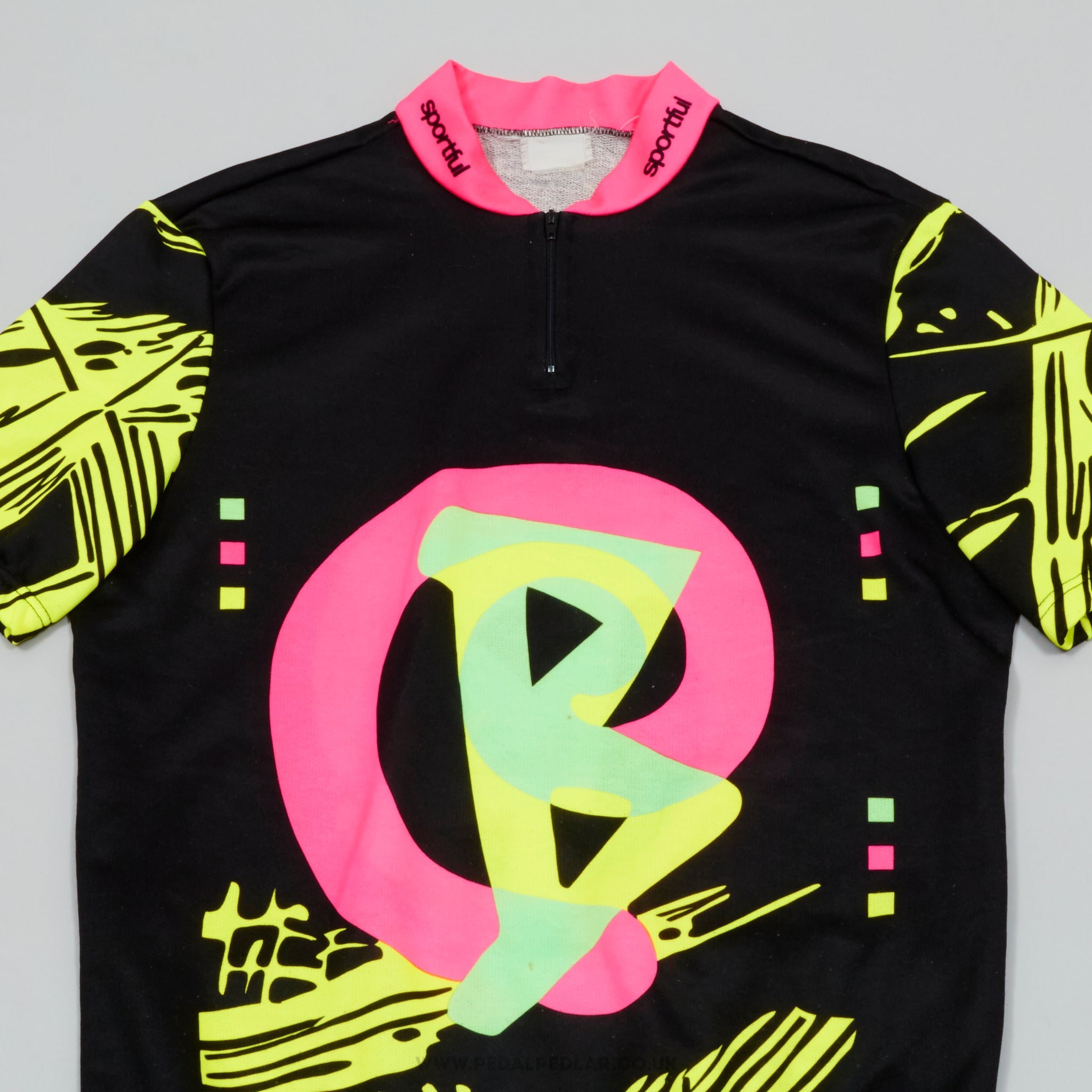Sportful Black & Neon Medium Vintage Cycling Jersey - Pedal Pedlar - Clothing For Sale