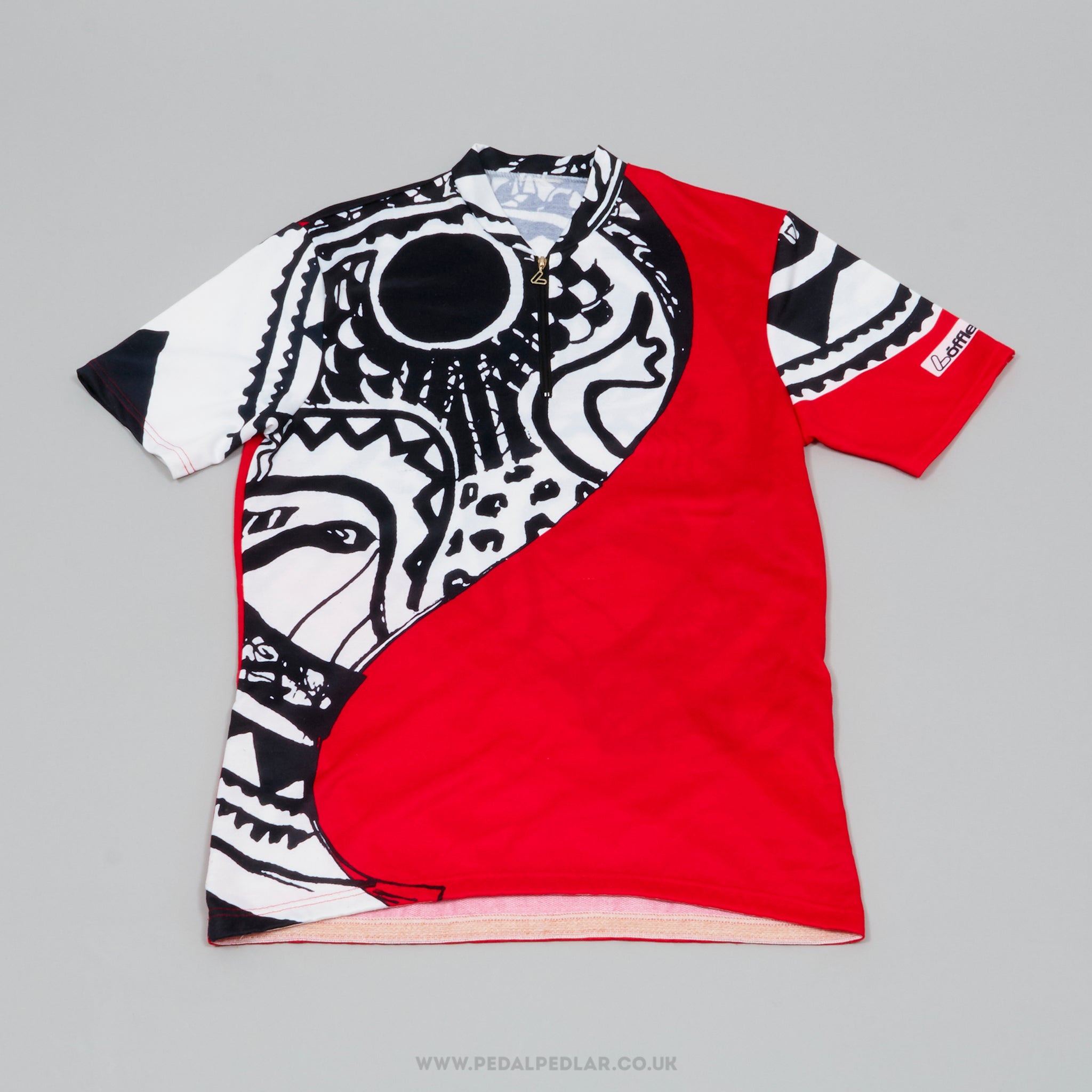 Loffler Red, Black & White Pattern Medium Vintage Cycling Jersey - Pedal Pedlar - Clothing For Sale