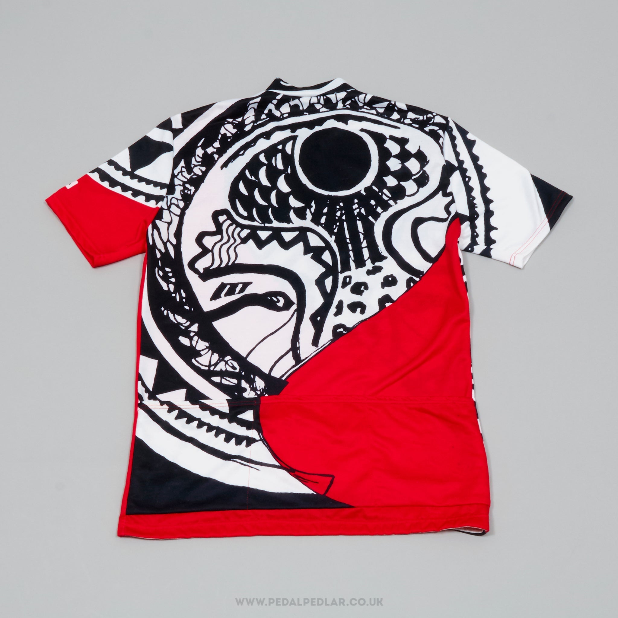 Loffler Red, Black & White Pattern Medium Vintage Cycling Jersey - Pedal Pedlar - Clothing For Sale