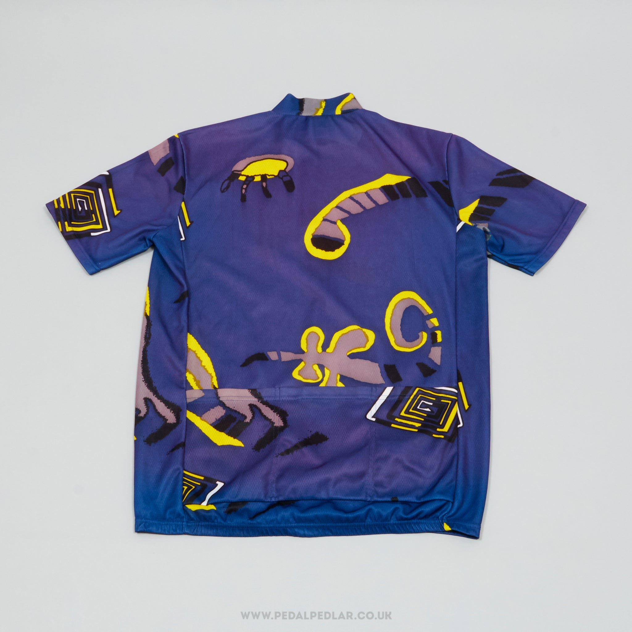 Dark Blue & Yellow Medium Vintage Cycling Jersey - Pedal Pedlar - Clothing For Sale