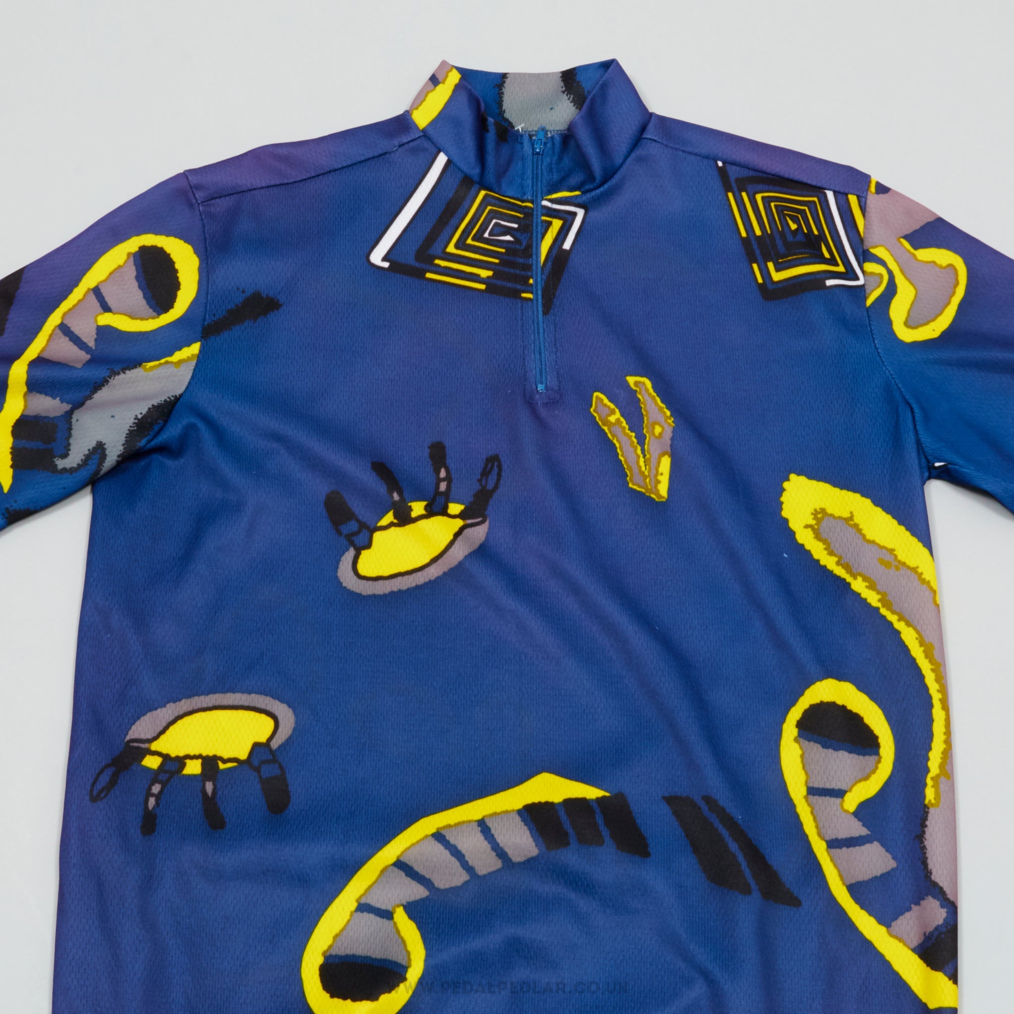 Dark Blue & Yellow Medium Vintage Cycling Jersey - Pedal Pedlar - Clothing For Sale