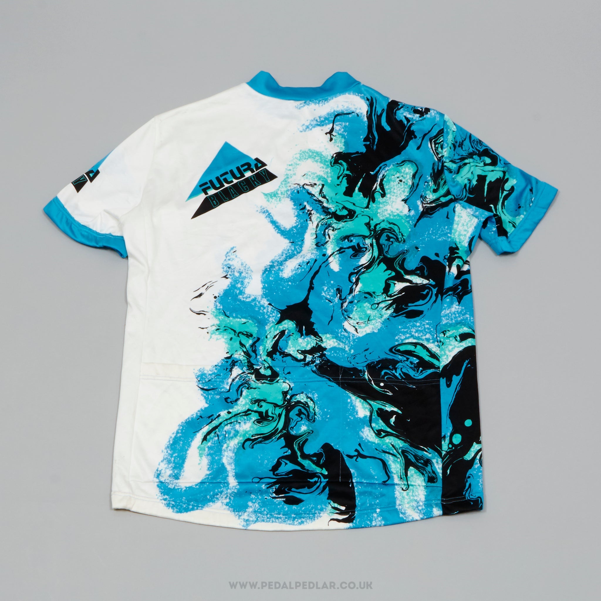 Blacky Futura Blue, Black & White Large Vintage Cycling Jersey - Pedal Pedlar - Clothing For Sale