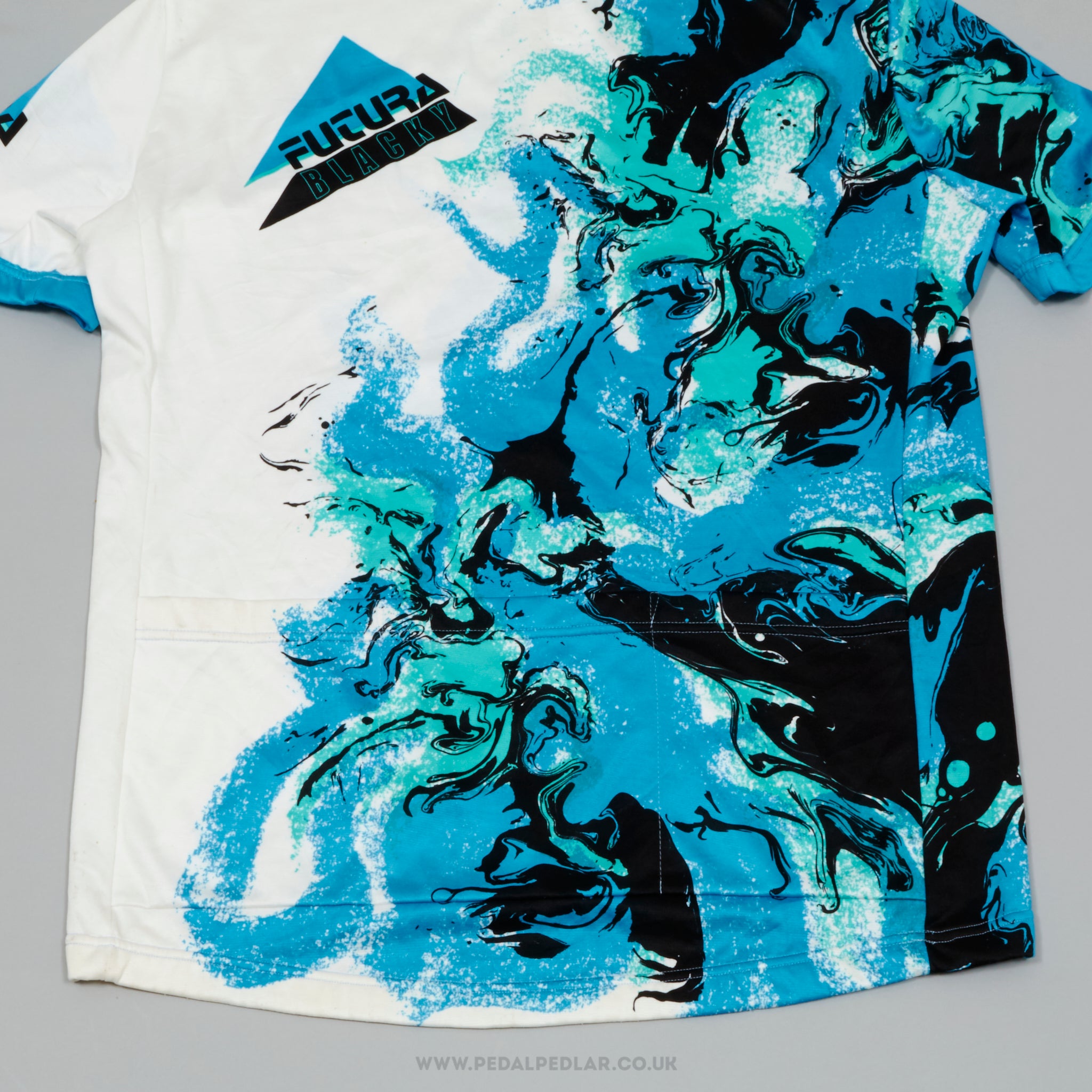 Blacky Futura Blue, Black & White Large Vintage Cycling Jersey - Pedal Pedlar - Clothing For Sale