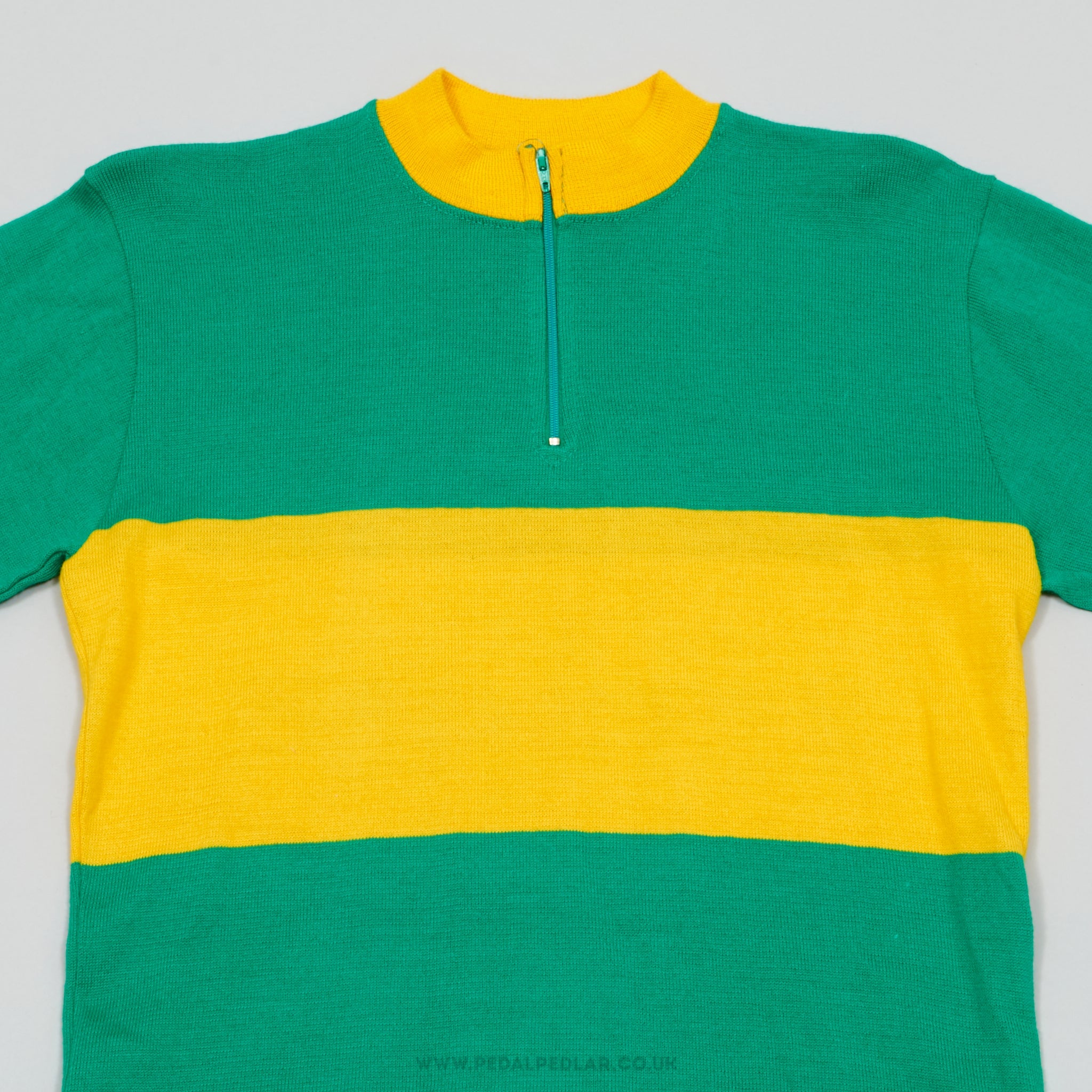 JB Darrigade V.C. Tilffois Green & Yellow Small Vintage Long Sleeved Woollen Cycling Jersey - Pedal Pedlar - Clothing For Sale