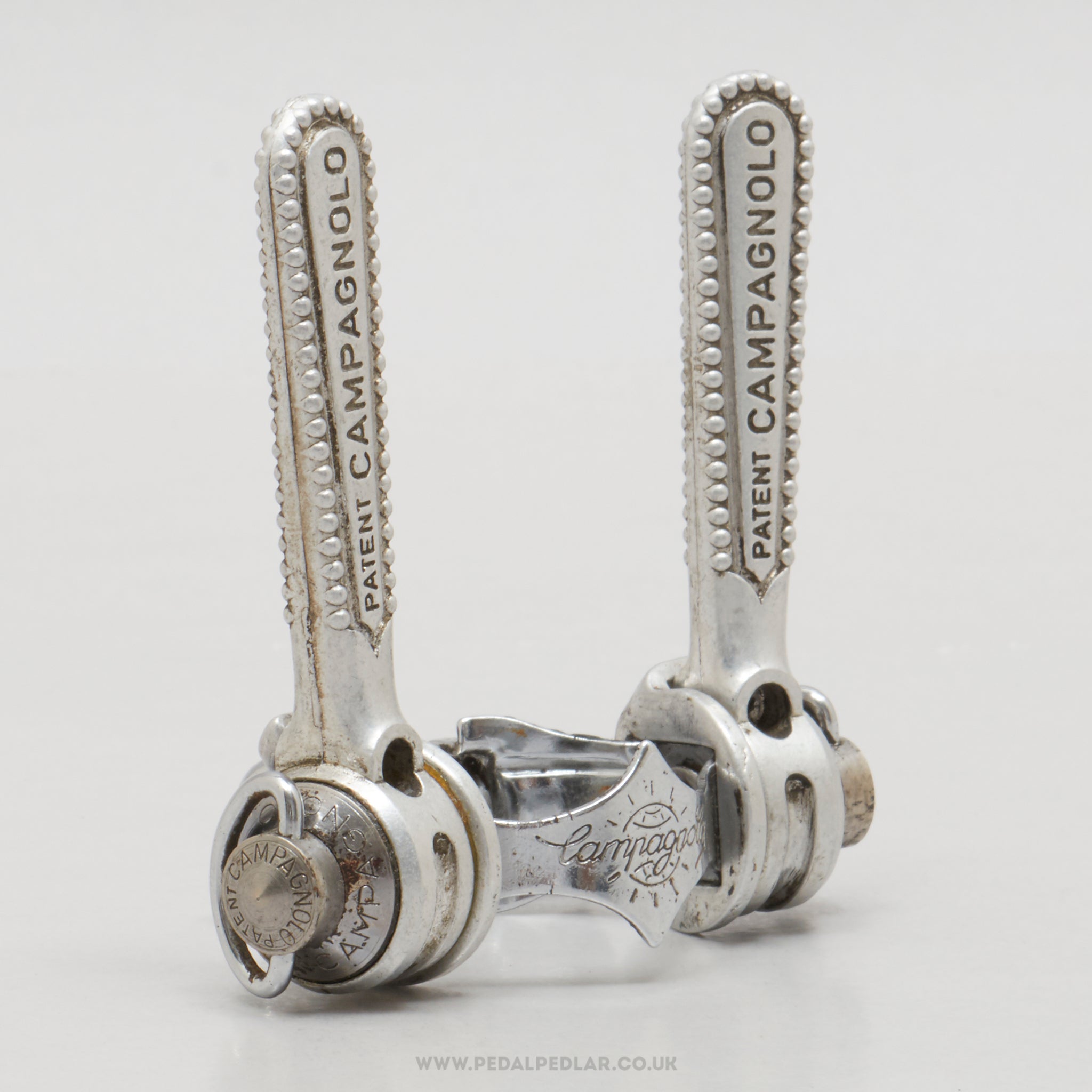 Campagnolo Nuovo/Super Record (1014) Later Version Vintage Clamp-On Downtube Shifters - Pedal Pedlar - Bike Parts For Sale
