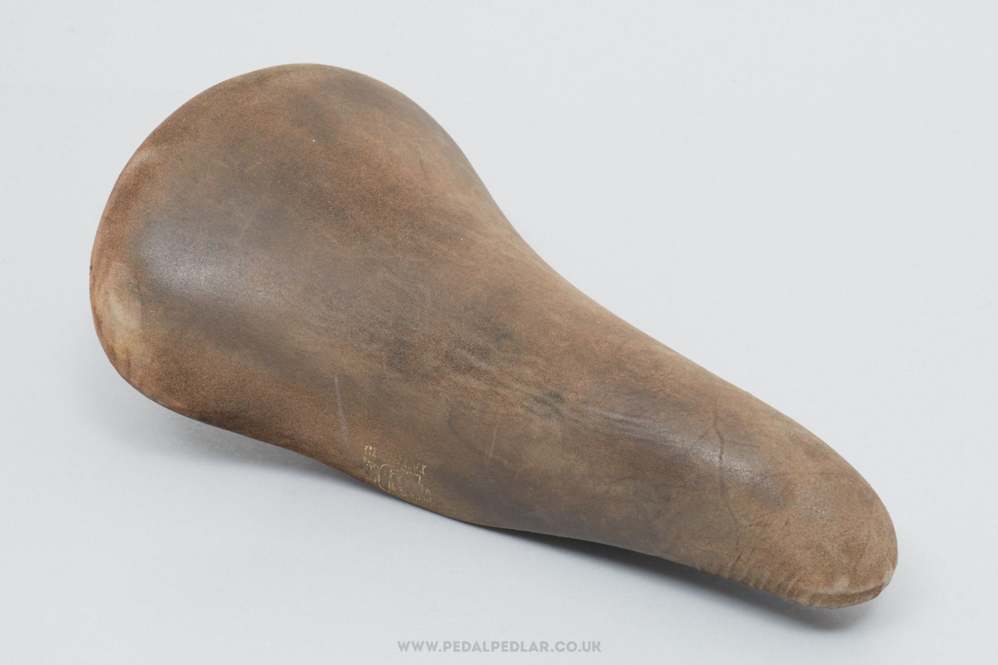 Vintage Chesini Branded Brown Leather Saddle - Pedal Pedlar - Bike Parts For Sale