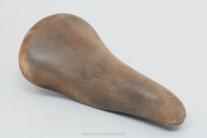 Vintage Chesini Branded Brown Leather Saddle - Pedal Pedlar - Bike Parts For Sale
