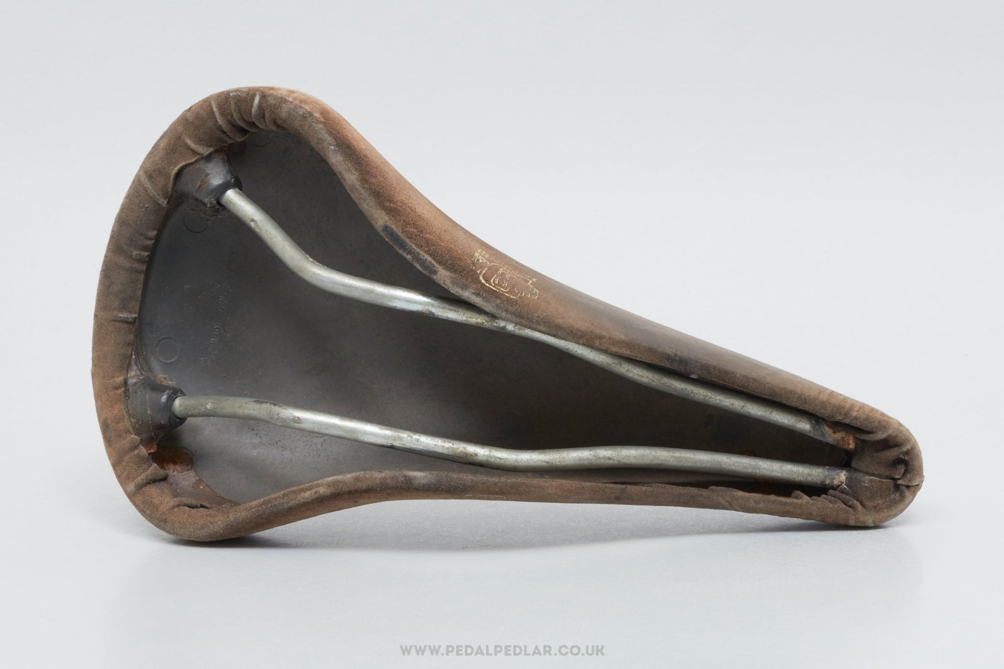 Vintage Chesini Branded Brown Leather Saddle - Pedal Pedlar - Bike Parts For Sale