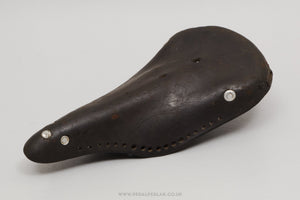 Vintage Dark Brown Leather Saddle - Pedal Pedlar - Bike Parts For Sale