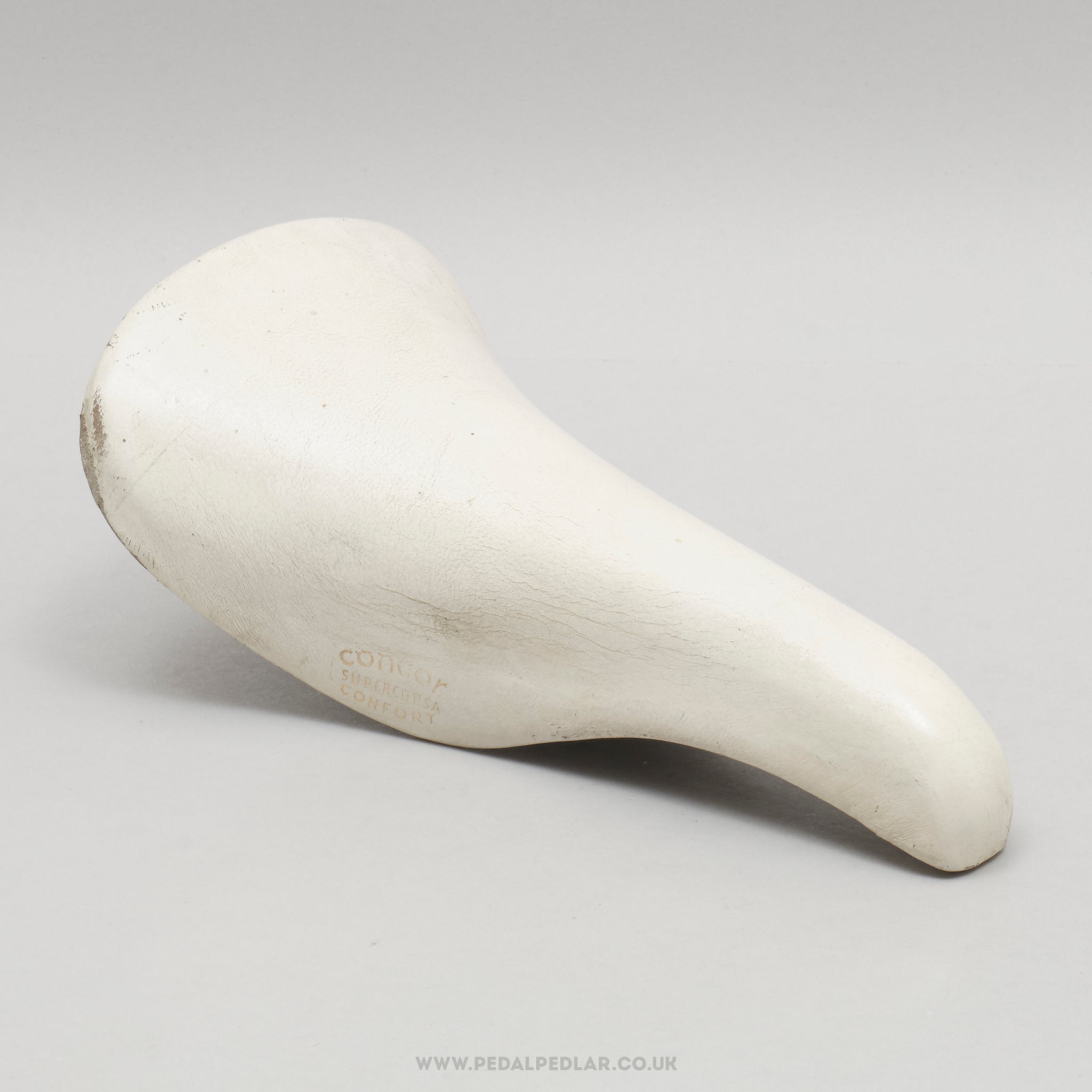 Selle San Marco Concor Supercorsa Confort Vintage White Leather Saddle - Pedal Pedlar - Bike Parts For Sale