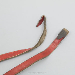 Camusso Leather Vintage Red Toe Clip Straps - Pedal Pedlar - Bike Parts For Sale