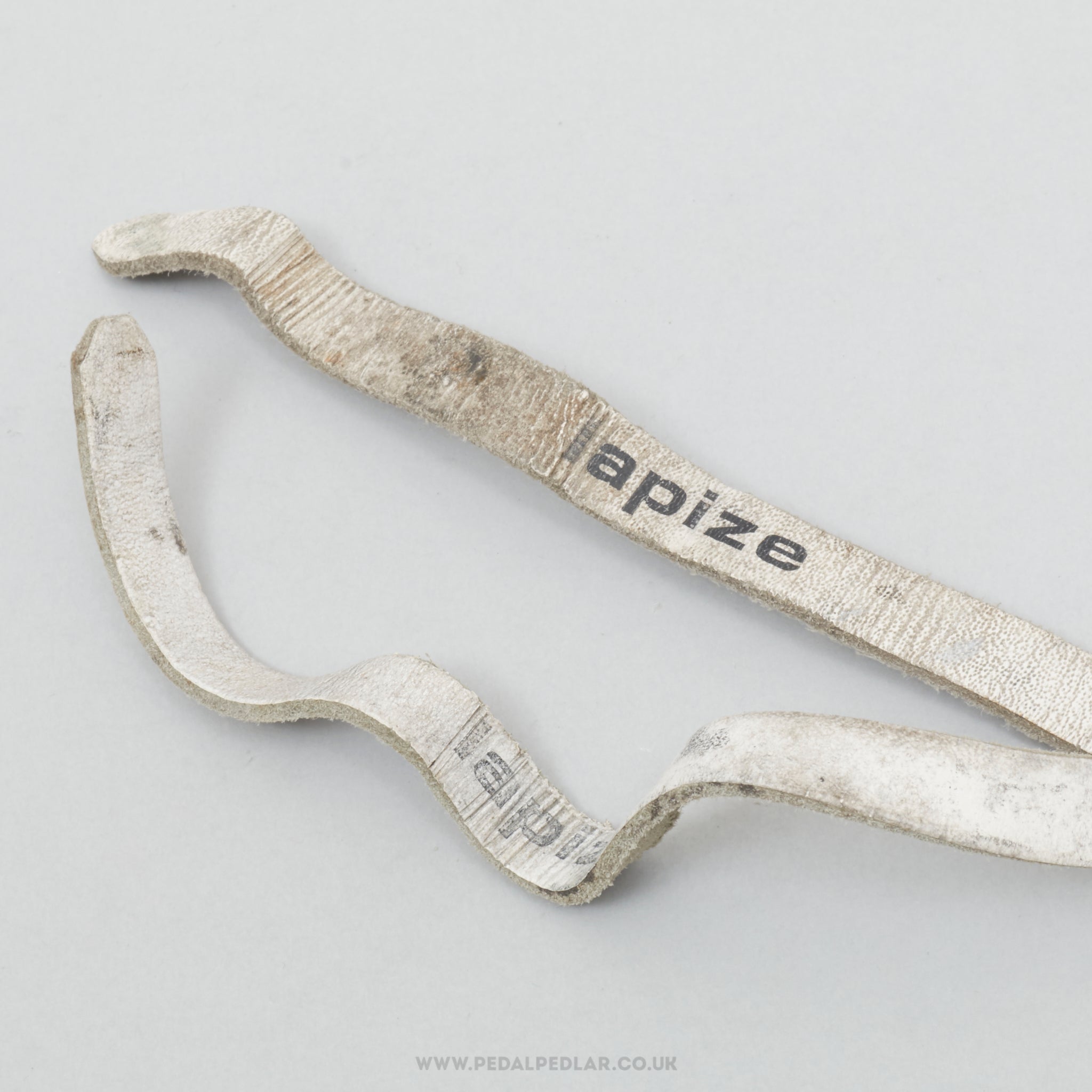 Lapize 511 Poutrait-Morin Leather Vintage White Toe Clip Straps - Pedal Pedlar - Bike Parts For Sale