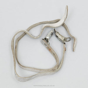 Lapize 511 Poutrait-Morin Leather Vintage White Toe Clip Straps - Pedal Pedlar - Bike Parts For Sale
