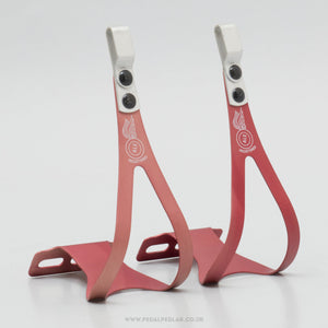 ALE Art. 97/L.D. Red Anodised Size M Vintage Aluminium Toe Clips - Pedal Pedlar - Bike Parts For Sale