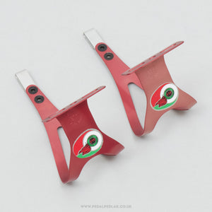 ALE Art. 97/L.D. Red Anodised Size M Vintage Aluminium Toe Clips - Pedal Pedlar - Bike Parts For Sale