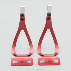 ALE Art. 97/L.D. Red Anodised Size M Vintage Aluminium Toe Clips - Pedal Pedlar - Bike Parts For Sale