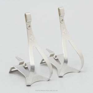 Campagnolo Super Record (0990/6) Superleggeri Size M Vintage Aluminium Toe Clips - Pedal Pedlar - Bike Parts For Sale