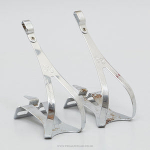 Campagnolo 50th Anniversary c.1983 Size L Vintage Steel Toe Clips - Pedal Pedlar - Bike Parts For Sale