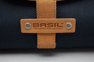 Basil Portland 0.5L Navy Blue/Brown Cotton Saddle Bag - Pedal Pedlar
 - 4