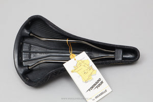 Iscaselle Tornado Tour c.1991 NOS/NIB Classic Black Suede Leather Saddle - Pedal Pedlar - Buy New Old Stock Bike Parts