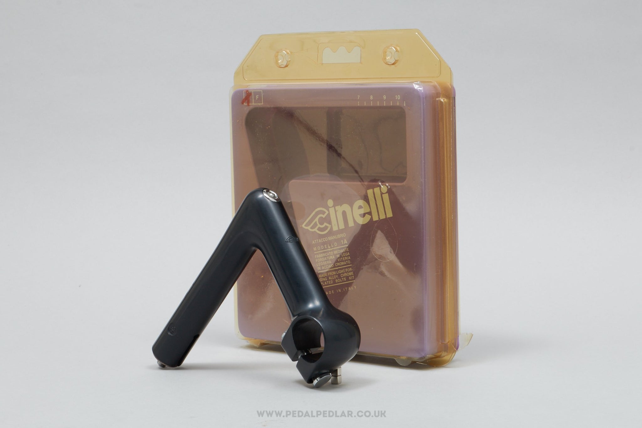 Cinelli 1A Winged C Logo Black Anodised NOS/NIB Vintage 95 mm 1" Quill Stem - Pedal Pedlar - Buy New Old Stock Bike Parts