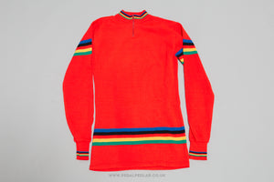 Red Vintage/Woollen Woollen Style Long-Sleeved Cycling Jersey