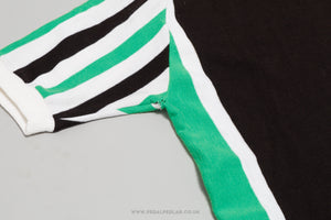 Black/Green/White Vintage Woollen Style Cycling Jersey