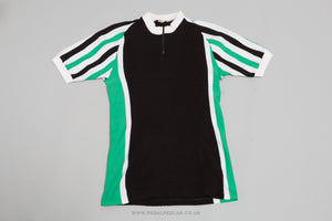 Black/Green/White Vintage Woollen Style Cycling Jersey