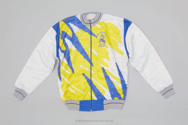 Evervrienden Brakel - Everbeek White, Yellow and Blue Large Vintage Winter Cycling Jacket - Pedal Pedlar - Clothing For Sale
