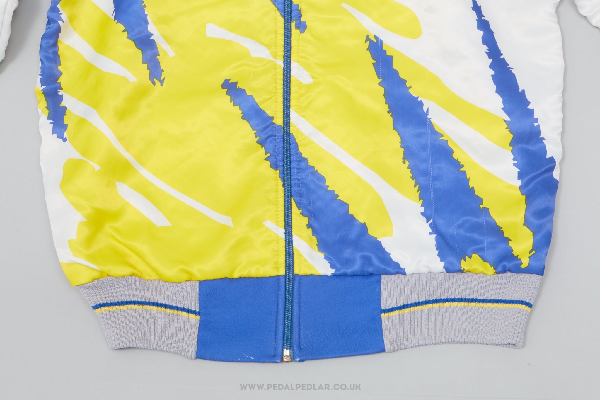 Evervrienden Brakel - Everbeek White, Yellow and Blue Large Vintage Winter Cycling Jacket - Pedal Pedlar - Clothing For Sale