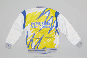 Evervrienden Brakel - Everbeek White, Yellow and Blue Large Vintage Winter Cycling Jacket - Pedal Pedlar - Clothing For Sale